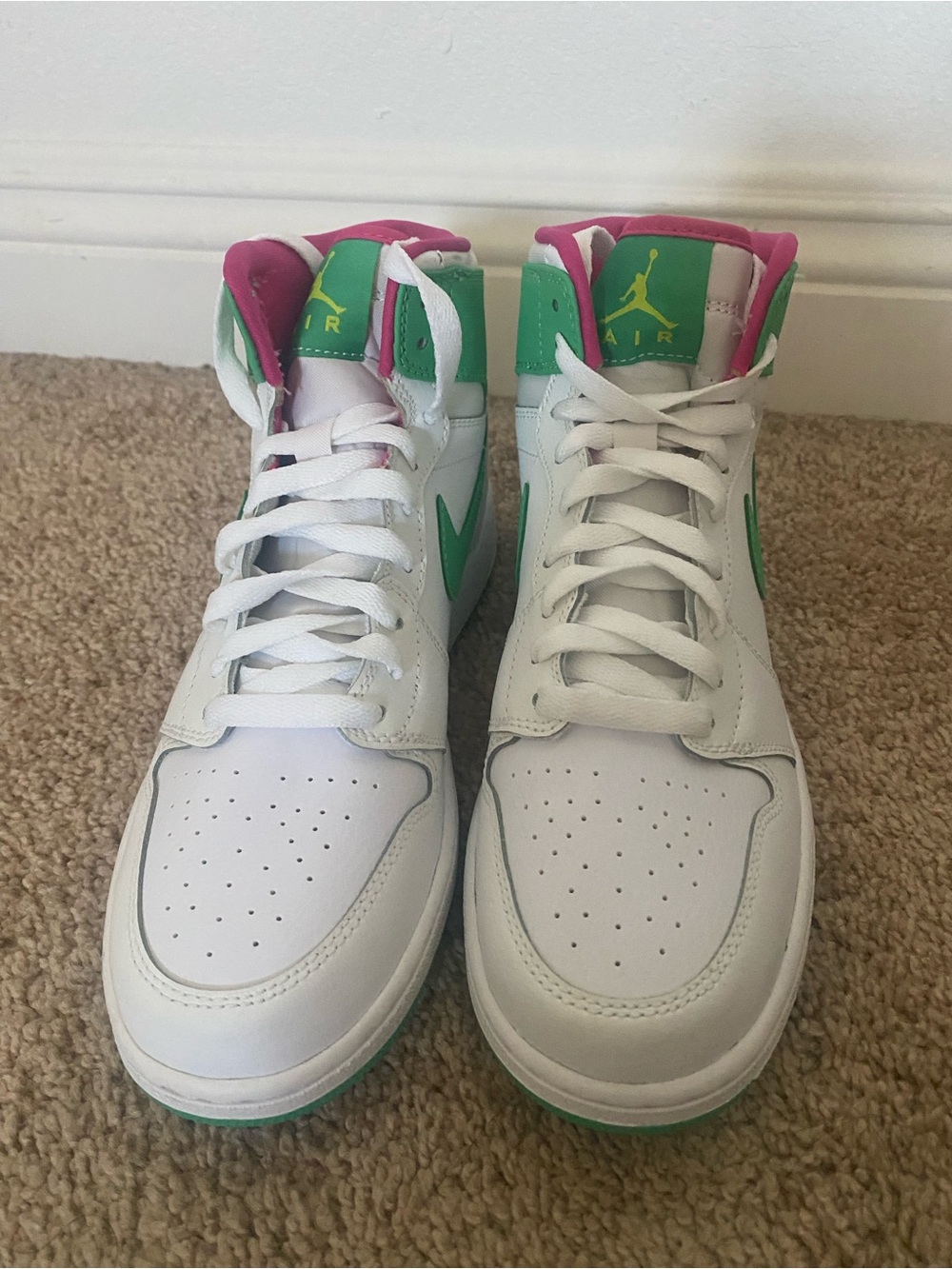 Nike  White, Green & Pink High-Top Sneakers